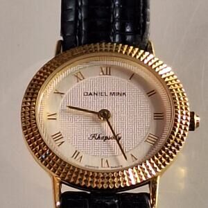 daniel mink gold plated swiss womens watch ( For Parts: Untested)